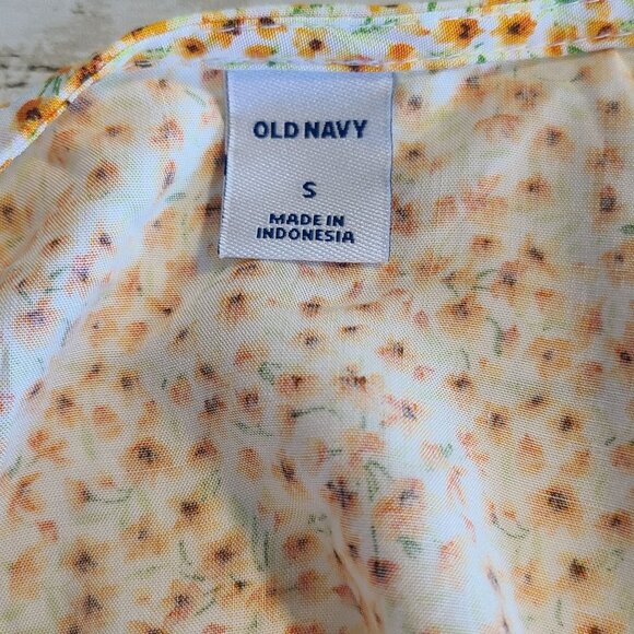 Yellow Daisy Floral Long Sleeve Wrap Shirt Cottagecore Fall Spring Feminine Sm - Picture 5 of 9